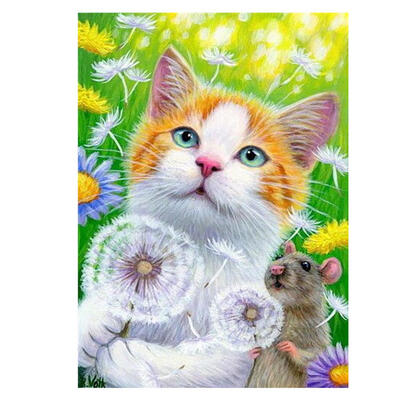 

5D DIY Full Drill Diamond Painting Cat Mouse Cross Stitch Embroidery Kits