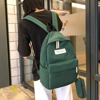 

Ins schoolbag female Korean high school ancient feeling girl student backpack simple Mori campus solid color backpack