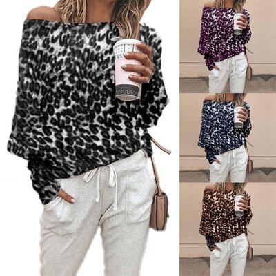 

Womens Lady Long Sleeve Leopard Print Blouse Shirt Casual Tops T-shirt Pullover