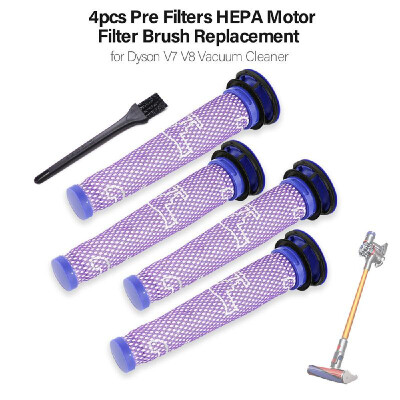 

4pcs Pre Filters HEPA Motor Filter Brush Replacement for Dyson V7 V8 Vacuum Cleaner