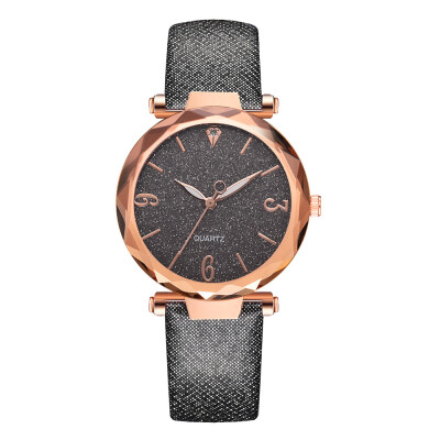 

New fashion PU watch Korean fashion casual female models noble solid color quartz watch rose gold frame watch