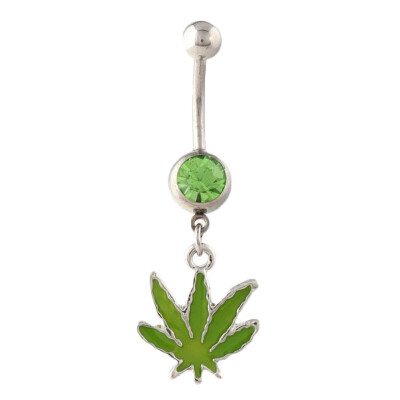 

Pretty Colorful Maple Leaf Style Navel Belly Button Barbell Ring Body Piercing