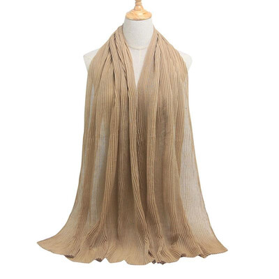 

Women Solid Pleated Scarf Hijabs Oversized Large Muslim Middle East Islam Long Scarves Shawls