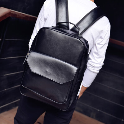 

Ai good man double - shoulder pack Korean edition student bag casual small back pack trendy man pack retro pu leather bag