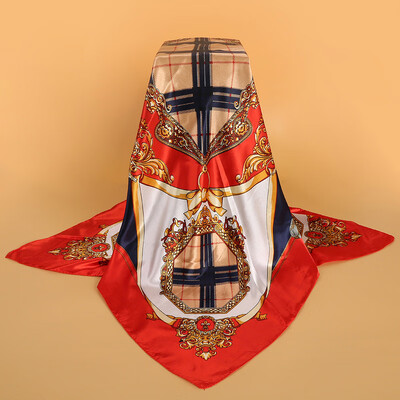 

Simulation silk scarf spot wholesale 90cm satin large square scarf Yiwu scarf factory direct sales special gift