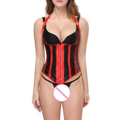 

〖Follure〗Sexy Women Underbust Stripe Printing Halter Tight Fitting Corsets Shapewear