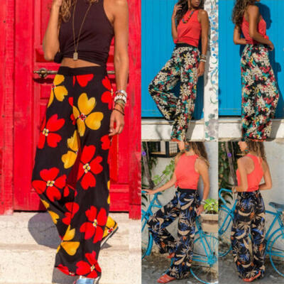 

Womens Baggy Gypsy Hippie Wide Leg Harem Pants Yoga Palazzo Boho Loose Trousers