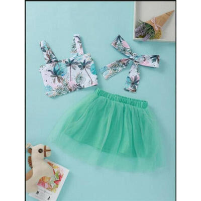 

Toddler Kids Baby Girls Crop TopsFloral Dress Skirt Outfits Set Summer Clothes
