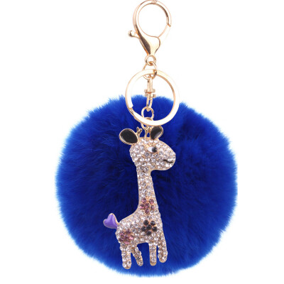 

8cm cents rex rabbit fur ball giraffe keychain plush accessories bag pendant