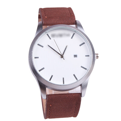 

European&American fashion big dial mens casual watch calendar matte belt watch