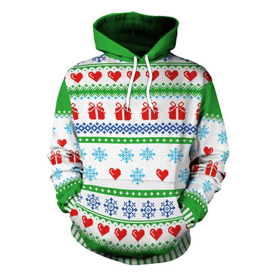 

Adult Santa Elf Anime Cosplay Sweater Unisex Christmas Costume Hooded Long Sleeve Pullover Tops Funny Printed Sweatshirt Clothes