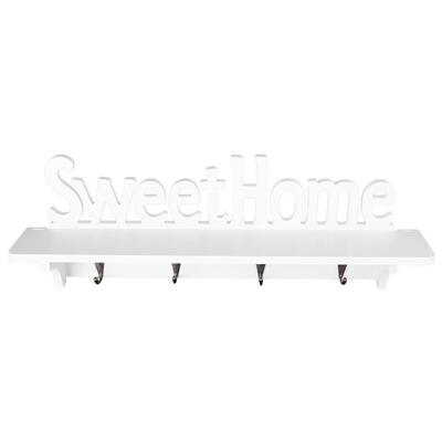 

Wood 4 Hooks Storage Rack Wall Mounted Home Bathroom Hanging Shelf Holder