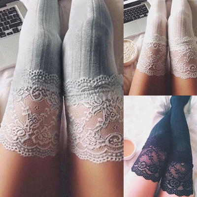 

Women&39s Sheer Lace Knitting Thigh High Stockings Plus Size Over The Knee Socks