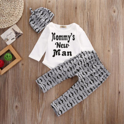 

US Cute Baby Boy Toddler Grandma Romper Bodysuit Long Pants Clothes Outfit 0-24M