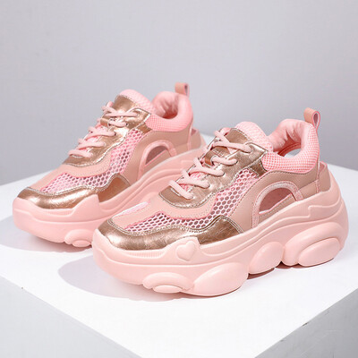 

LZJ Women Comfortable Sneaker Shoes Pink Chunky Sneakers Platform Wedge Wedges Shoes for Women Zapatos De Mujer Casual Shoes