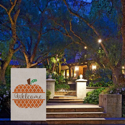 

Gobestart Welcomes Autumn Pumpkin Small Garden Flag Vertical Double Sided