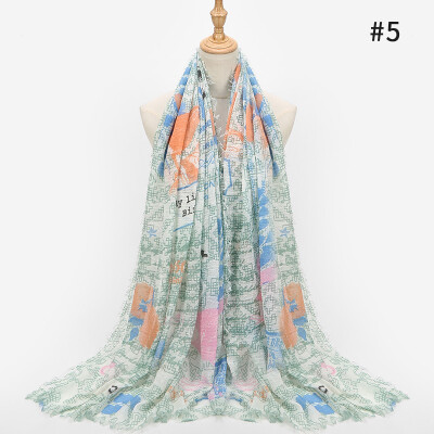 

New Europe&the United States foreign trade fashion butterfly print pattern long cotton&linen scarf scarves shawl spot wholesale