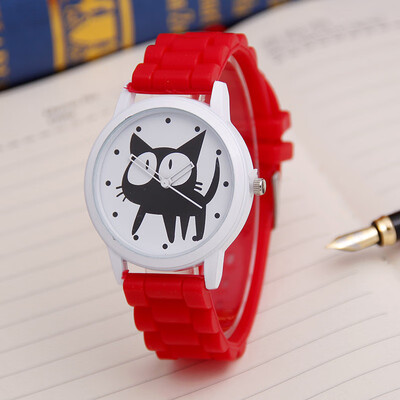 

Korean version of cute kitten candy silicone belt casual student quartz fashion cat men&women watch batch