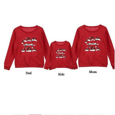 

Christmas Hoody Family Matching Sweatshirt Outfits Cotton Warm Pullover Red Tops