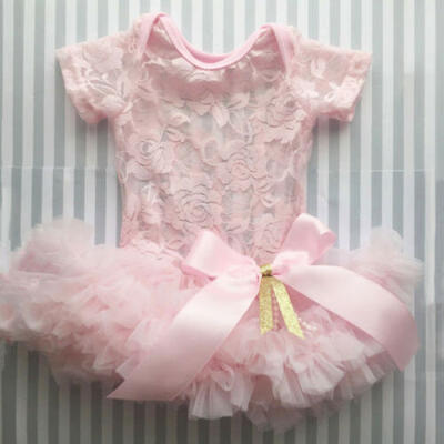 

Infant Toddler Baby Girl Lace Floral Romper Princess Wedding Party Tutu Dress