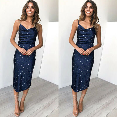 

Women Leopard Satin Sleeveless Sleepwear Home Nightdress Pajamas Dress Sundress