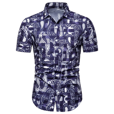 

Tailored Men Summer Bohe Floral Short Sleeve Basic T Shirt Blouse Top Plus Size