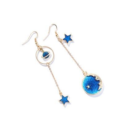 

1 Pair Unique Star Moon Planet Dangle Drop Earrings Fashion Alloy Hook Earring Women Jewelry Accessories Gifts