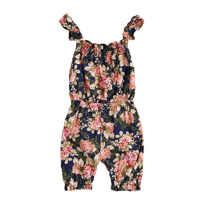 

Newborn Girl Floral Print Sleeveless Rompers Strap Jumpsuit Summer Clothes
