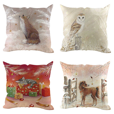 

Tailored 4Pcs Christmas Pillow Cover Pillowcases Decorative Sofa Cushion Cover Decoration