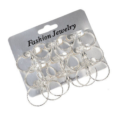 

Personality Smooth Circle Hoop Stud Earring Beauty Party Silver Plated Alloy Dangle Earrings Jewelry Set Women Accessories Gifts