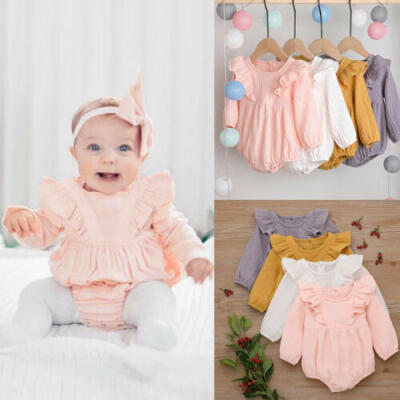 

US Newborn Baby Girls Long Sleeve Bodysuit Romper Jumpsuit Sunsuit Clothes 0-24M