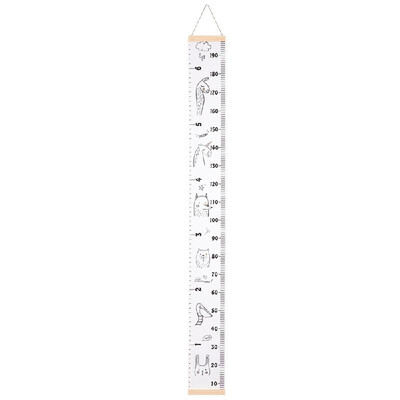 

Growth Height Chart Canvas&Wood Frame Cute Cartoon Animals Handing Removable Wall Ruler for Baby Kids Children Room Wall Decor