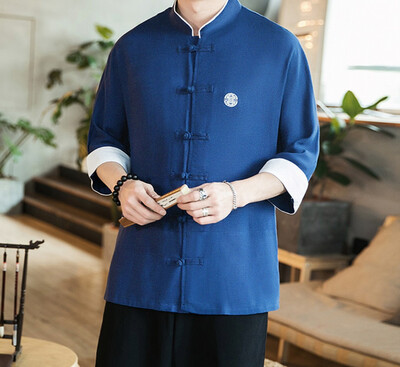 

Toponeto Chinese Fashion Mens Cotton-linen Short-sleeved Top in Spring&Summer