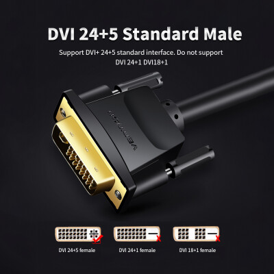 

VENTION DVI to VGA HD Cable 1080P DVI245 Male to Male Adapter VGA Cable for PC Projector TV Displayer 8m2625ft