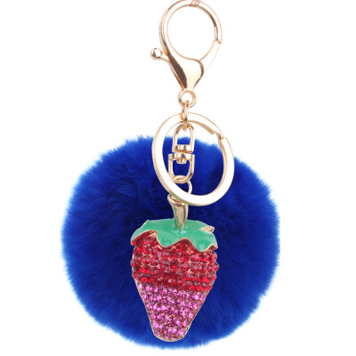 

Plush 8CM Rex Rabbit Hair Ball Strawberry Keychain Lovers Key Chain Mobile Phone Bags Hanging Wholesale