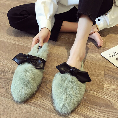 

Slippers women wear autumn Korean version of fashion butterflies&half slippers fairy wind hair shoes all kinds of Muller sho