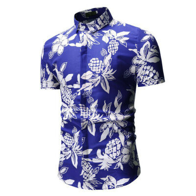 

Men Hawaiian Shirt Beach Flower Party Summer Holiday Fancy Tops Short Sleeve Tee