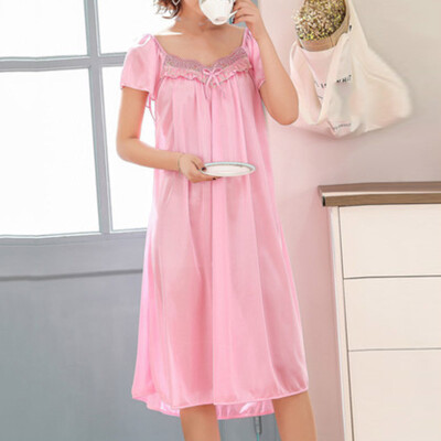 

Women Sleepwear Dress Home Summer Short Sleeve Sexy Breathable Simple Loose