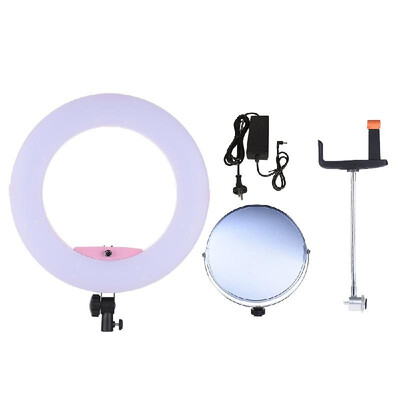 

FD-480II 177" 45cm 96W Dimmable Bi-color 3200-5500K Macro LED Video Ring Light Lamp w LCD Display Make-up Mirror Smartphone Hol