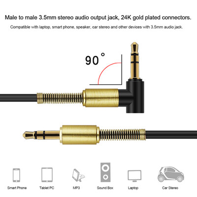 

49FT AUX Cable 35mm Audio Cable Spring Extension Cord Male To Male For Car Stereo PC Speaker Headphone