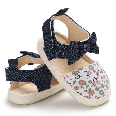 

2018 Summer Fashion Baby Girl Toddler canvas flat with Shoes Small Fresh Printing Princess Sandals