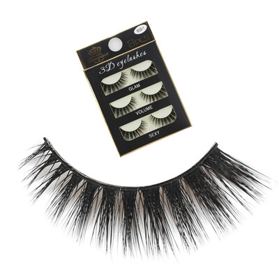 

〖Follure〗3 Pairs Thick Long Cross Party False Eyelashes Black Band Fake Eye Lashes