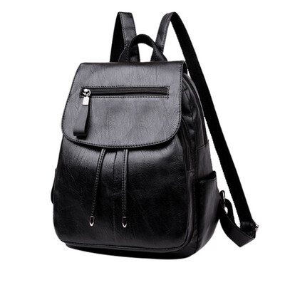 

Women High Quality PU Leather Backpacks Fahion Teenage Girl Black School Bags Hiking Travel Shoulder Bags Leather Backpacks