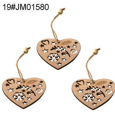

3Pcs Retro Wooden Hollow Pendants with Rope DIY Crafts Christmas Tree Ornaments