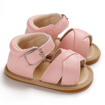 

Summer Baby Girls Shoes Toddler Sandals PU Leather Non-slip Rubber Shoes Size 0-18M