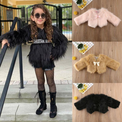 

New Girls Kids Winter Warm Fur Jacket Coats Waterfall Baby Faux Fur Coat Outwear