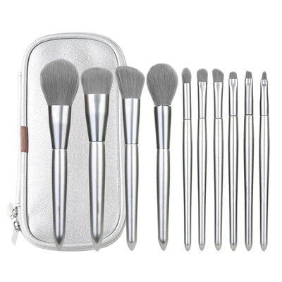 

〖Follure〗10Pcs Elegant Silver Microcrystal Blusher Eye Shadow Brush And Makeup Brush Set