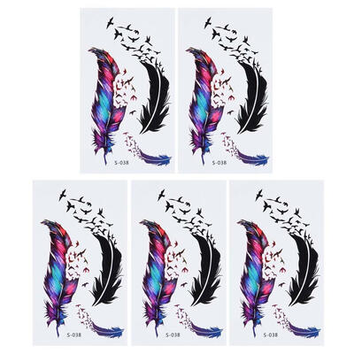 

5pcs Feather Pattern Temporary Tattoos Stickers Waterproof Arm Art Decals