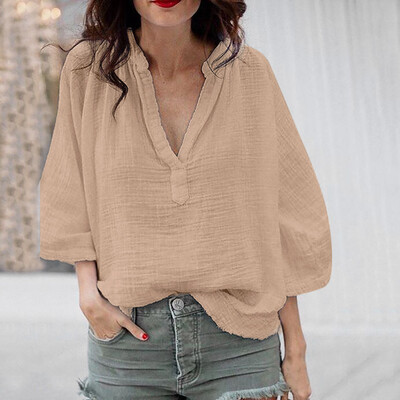 

Starmoon Summer Womens Loose Fashion Recreational Pure Collar Short T-shirt
