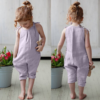 

Summer Toddler Baby Boys&Girls Sleeveless Solid Print Jumpsuit Romper Clothes